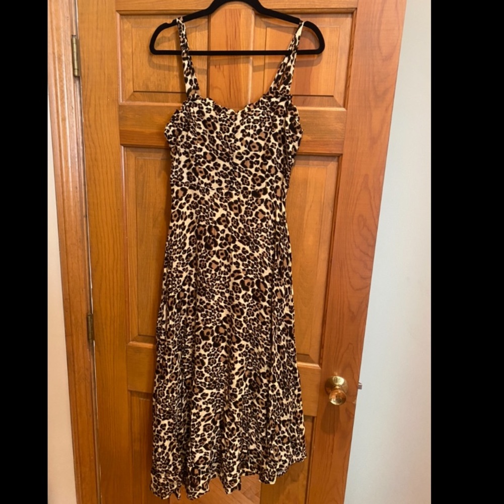 Pinkblush S bustier-style leopard maternity dress, midi Sz S, EUC!